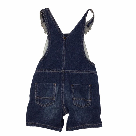 Oshkosh Genuine Kids 18 Months Denim Short Summer Bib Overalls Snap Up, Pockets - Picture 3 of 4